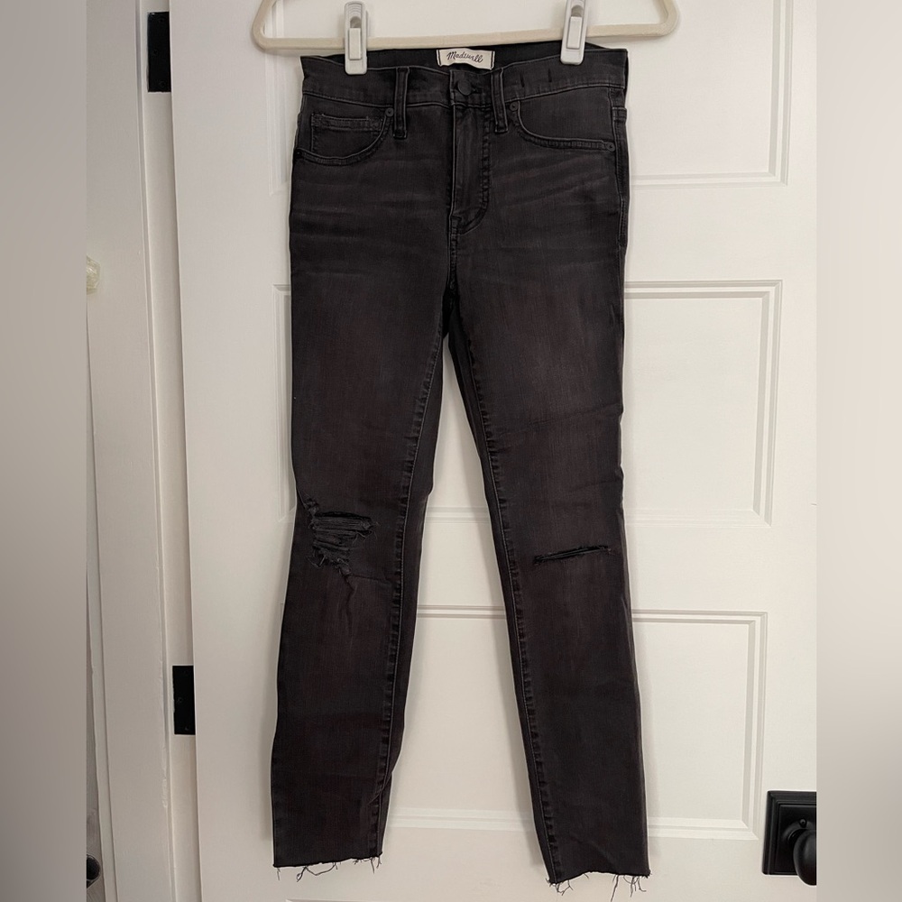 Gray/black Madewell 9” High Rise Skinny Jeans size 25
